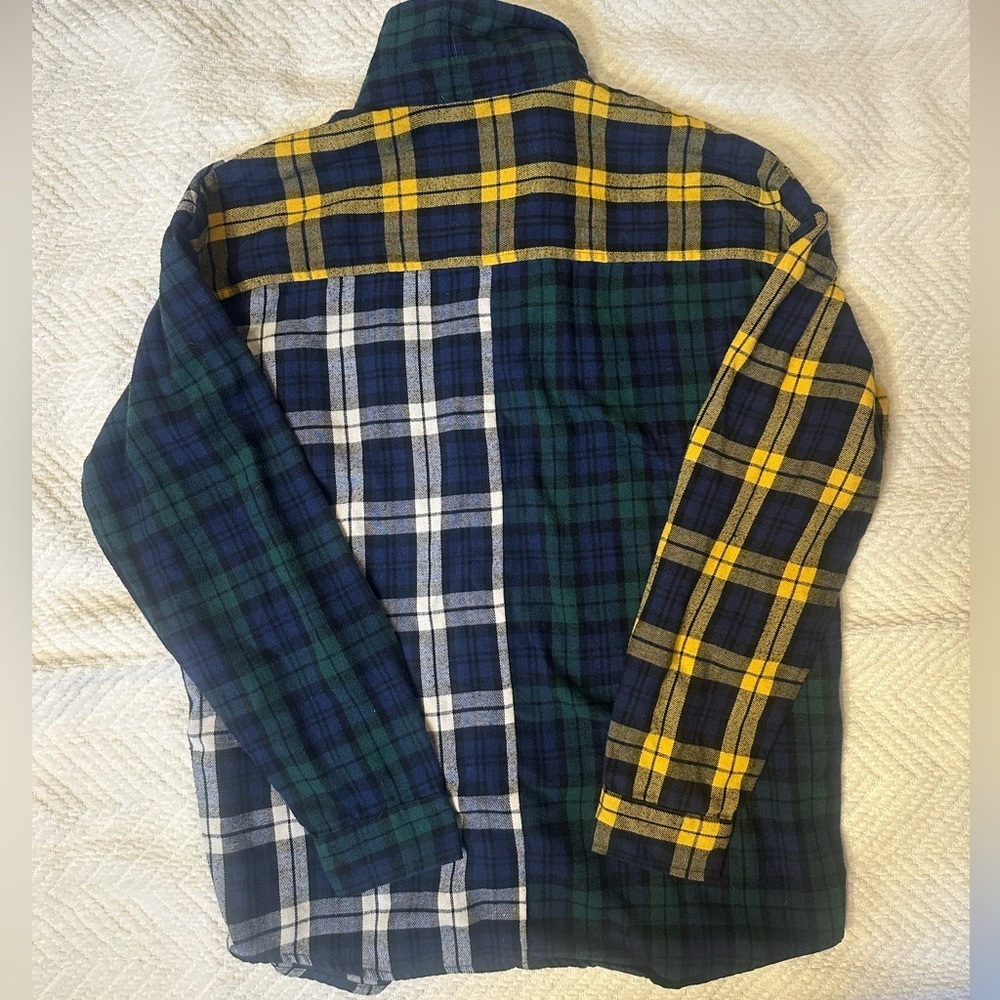 Men's Plaid Patchwork Shirt Flannel - Picture 5 of 5